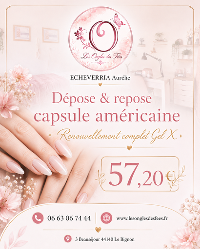 Dépose et Repose Américaine (GelX) 57,20€ttc