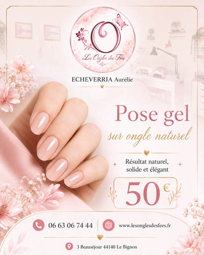 Pose sur Ongles Naturels en gel 50€ttc